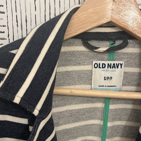 Striped Knit Blazer, Navy & White - Picture 3 of 5